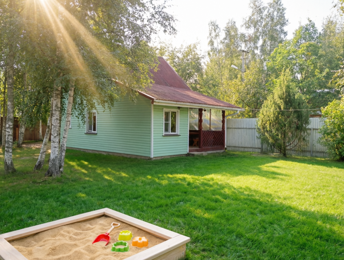 Дом в Кобоне среди зелёных деревьев